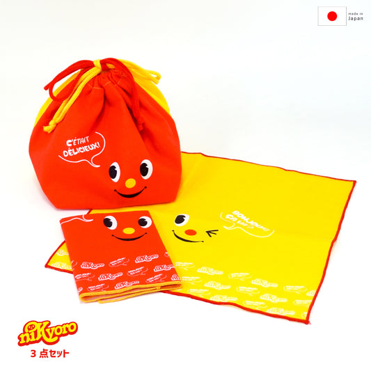 [Fast shipping] 3-piece set of Niccyoro drawstring pouch &amp; 2 mini handkerchiefs